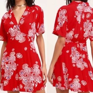 Free People women’s Blue Hawaii dress in red combo. Size XS.